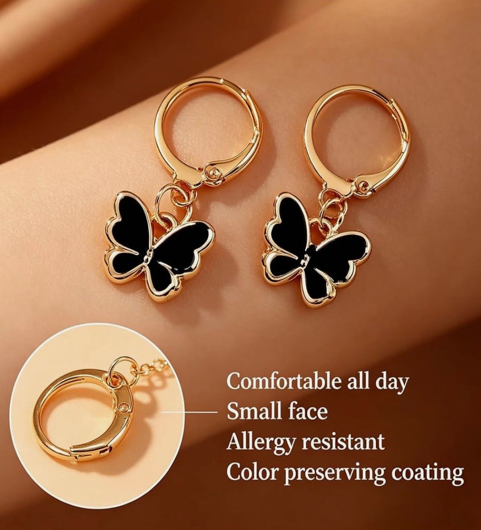 The Monarch Elegance Ensemble – Gold &amp; Black Jewelry Set